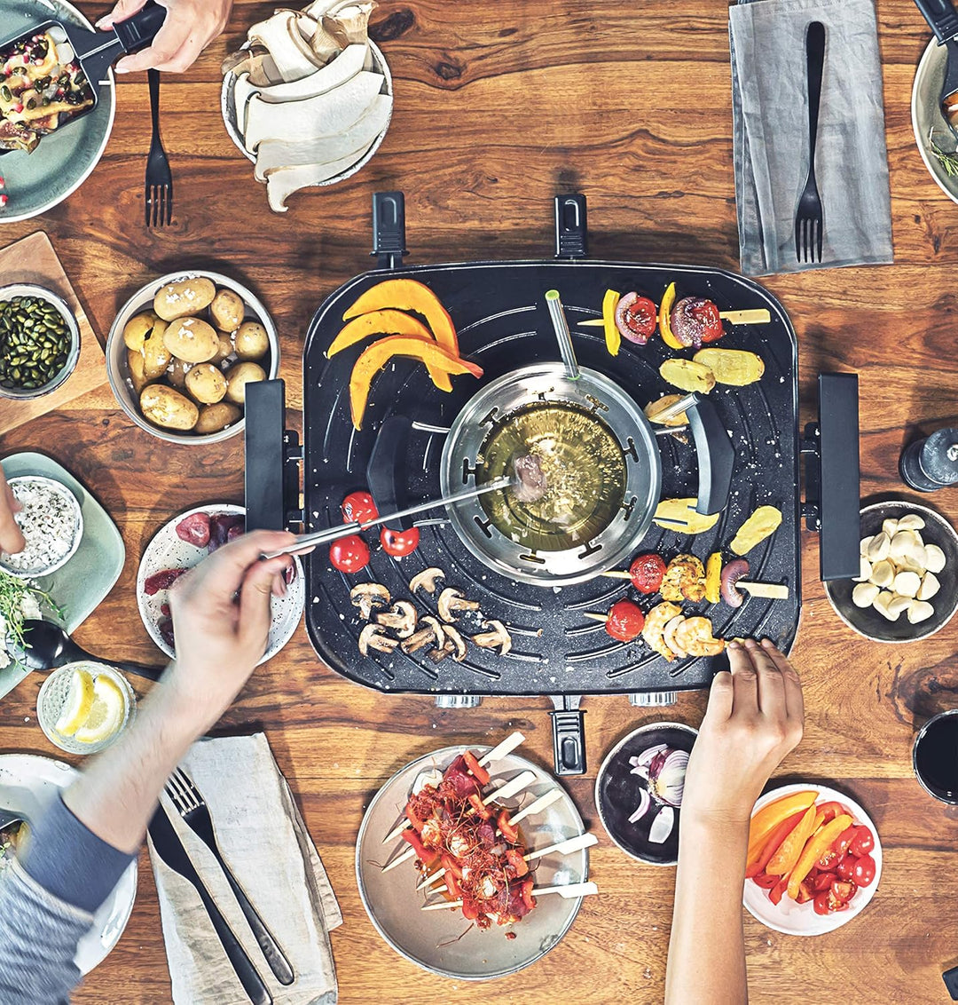 GASTROBACK 42567 Raclette Fondue Set Family and Friends, für 8 Personen mit grosser Gerippter Grillp
