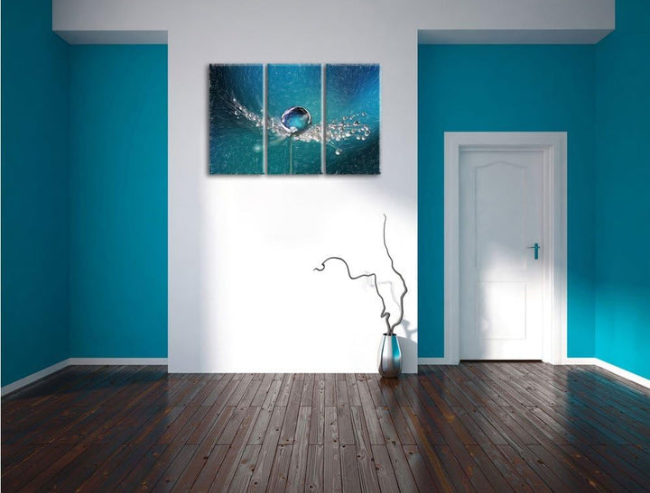 Pixxprint Wassertropfen auf Einer Pusteblume als Leinwandbild/Grösse: 3 Teilig (120x80) cm/Wandbild/