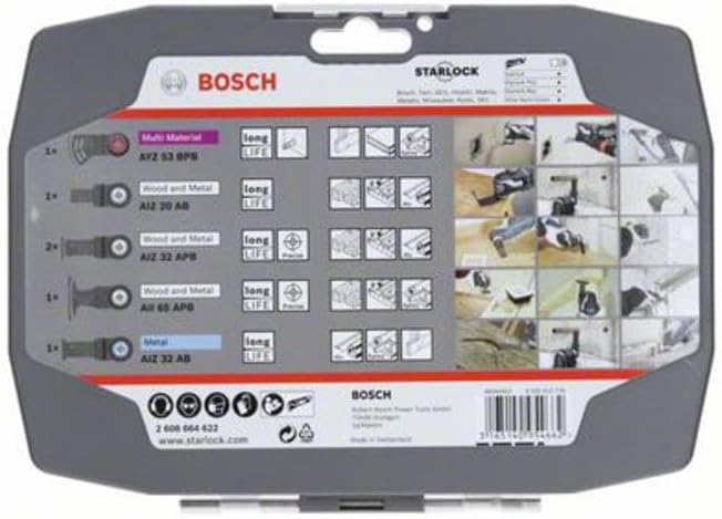 Bosch Professional 6 tlg. Starlock Tauchsägeblatt Set (für Holz, Metall und Multimaterial, Zubehör M
