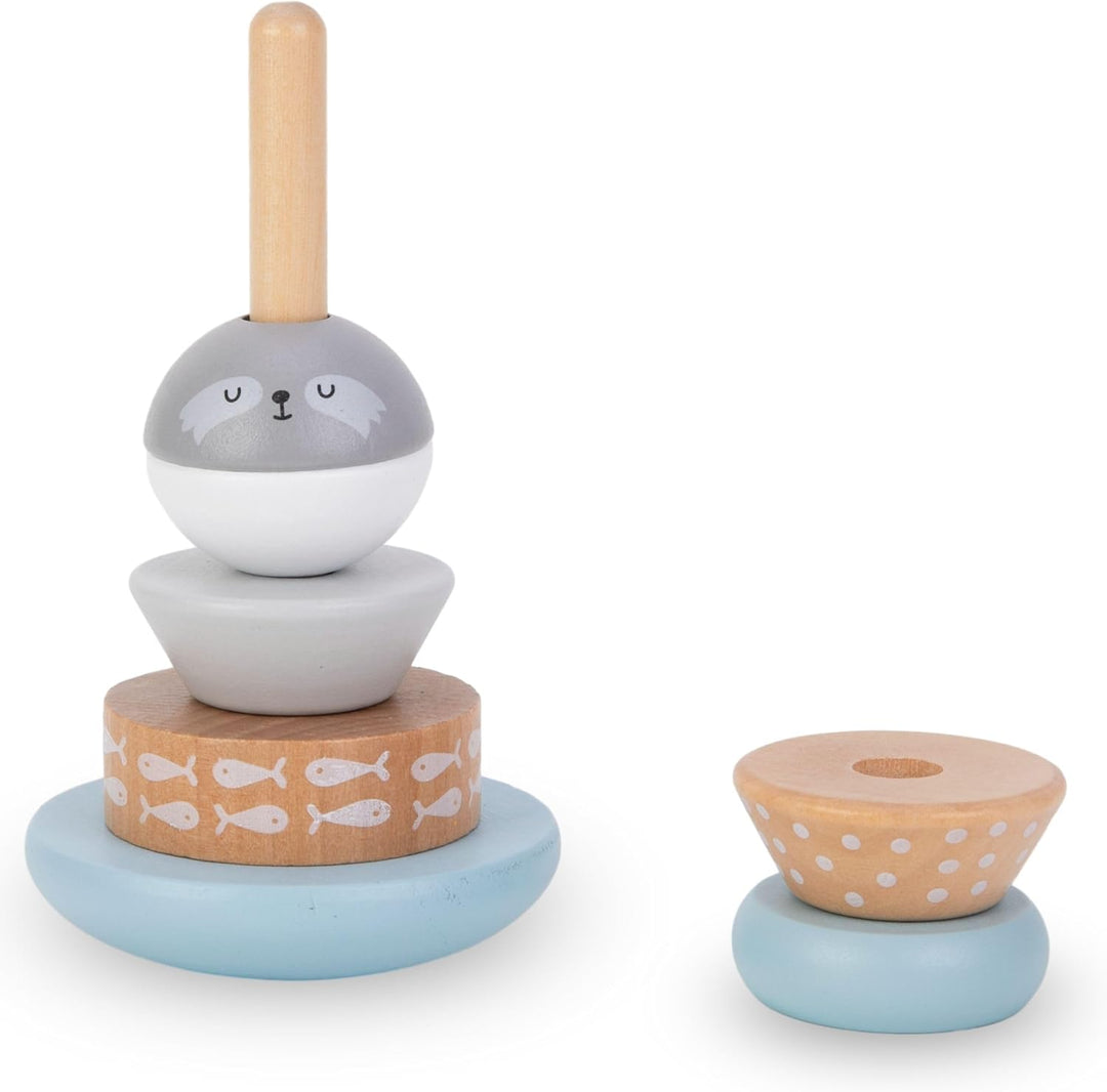 mamabrum Holzspielzeug-Set - Motorikschleife, Pyramide, Sortierbär & Sortierbrett für Baby & Kleinki