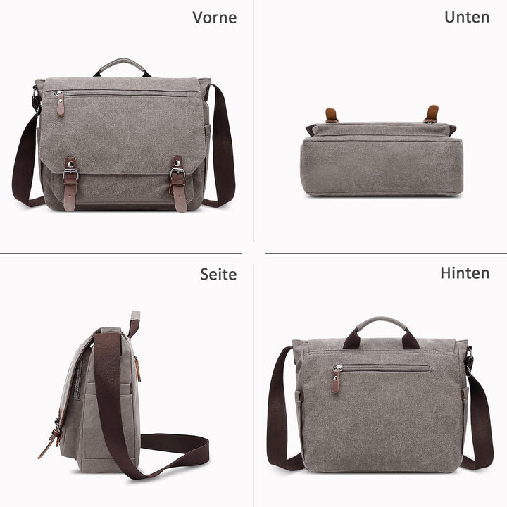 DORRISO Herren Umhängetasche Gross Messenger Bag 14 zoll Laptoptasche für Herren mit Griff Vintage S