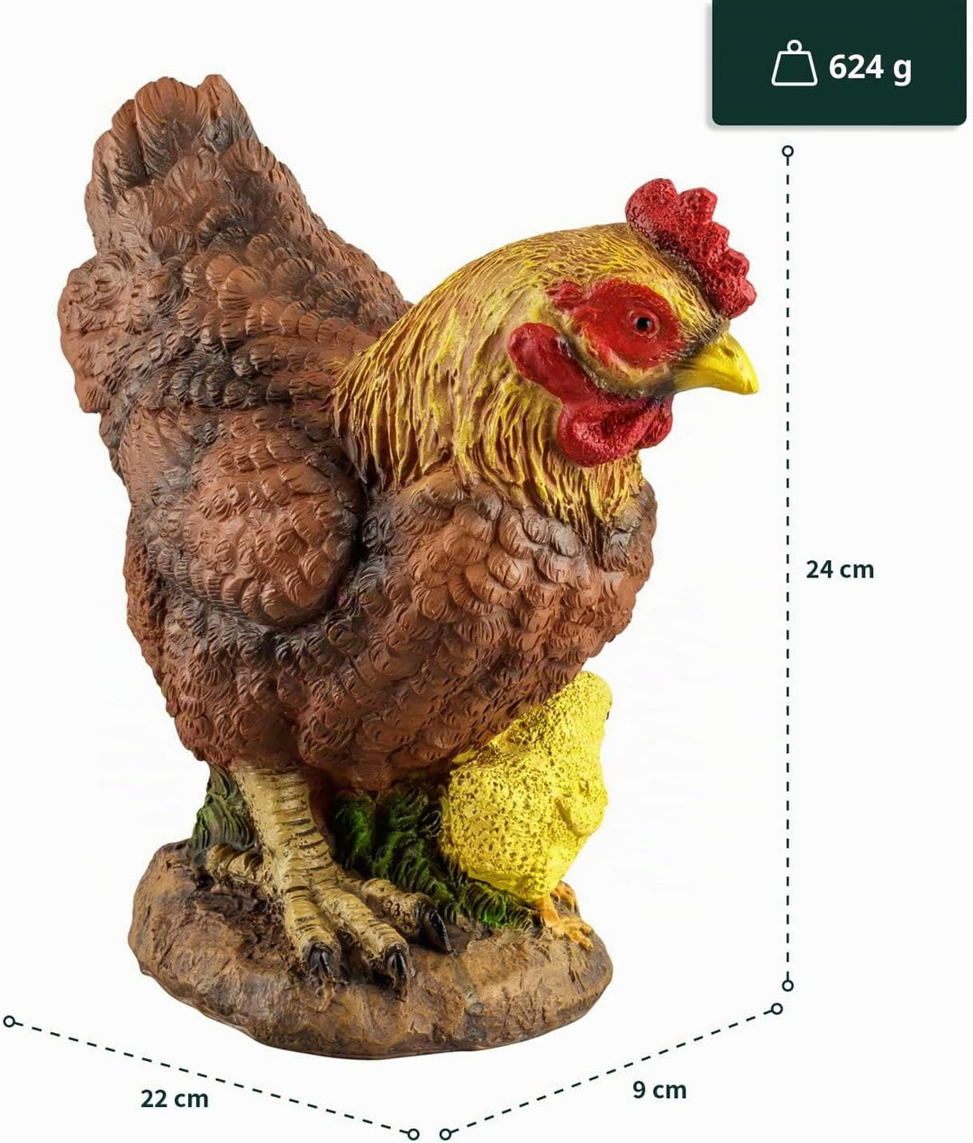 VERDOBA Garten Figur Huhn aus Kunstharz, weiss, handbemalt - Henne Dekofiguren Garten Deko Gartenfig