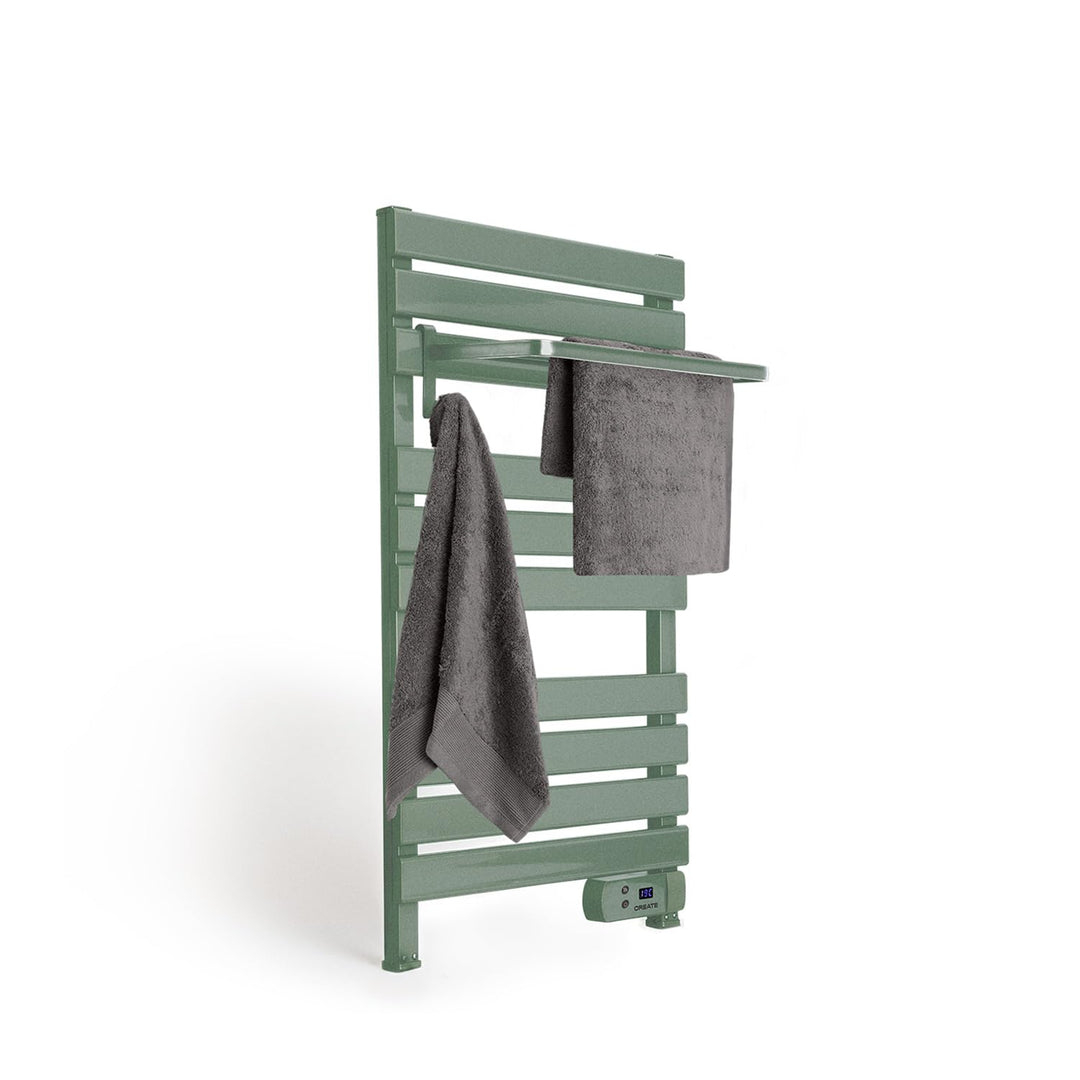 CREATE / WARM Towel 500W / Elektrischer Badheizkörper Salbeigrün mit Regal / 96,9x55x5cm / Für Boden