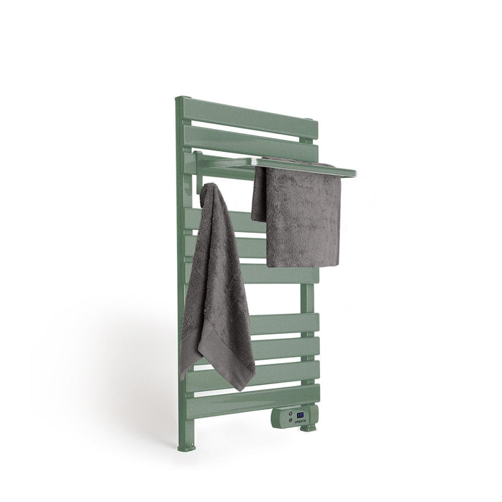 CREATE / WARM Towel 500W / Elektrischer Badheizkörper Salbeigrün mit Regal / 96,9x55x5cm / Für Boden