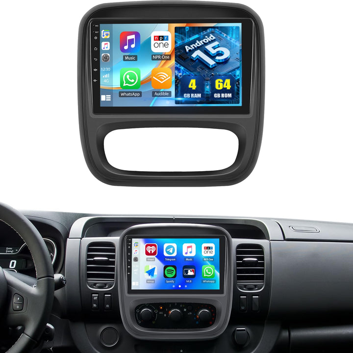 CAMECHO 4G+64G Android 15 Autoradio für Renault Traffic 3 2014-2021/Opel Vivaro B 2014-2018 mit Navi