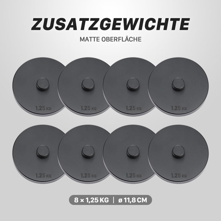 Northdeer Zusätzliche Einzelne Gewichte Hantelscheiben 8 Stück 1,25kg für 10kg Stahlhanteln 8×1,25kg