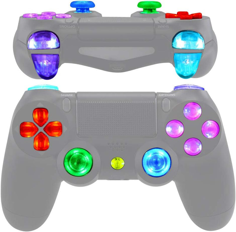 eXtremeRate Tasten für ps4 Knöpfe D-Pad L1 R1 R2 L2 Buttons Trigger Thumbsticks DTFS LED Kit kompati