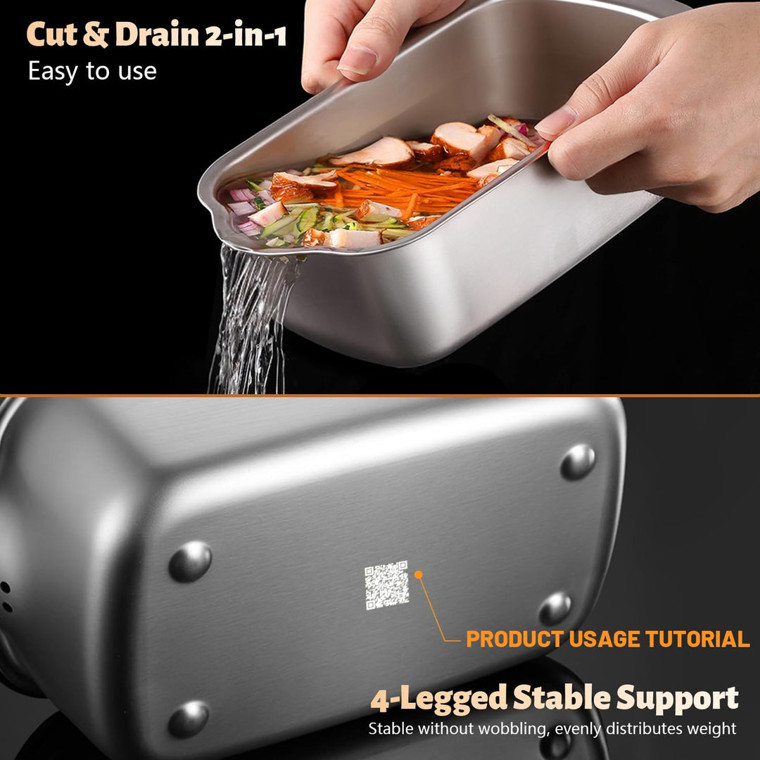 Dicer Smart 9-in-1, Edelstahl Gemüseschneider Und Mandoline Gemüsehobel Set (11 Teile), Julienne- un