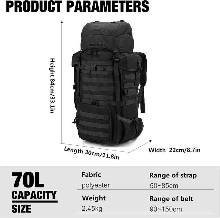 Mardingtop 70L Militär Rucksack Trekkingrucksack mit Regenschutz Wanderrucksack im Freien Grosse Kap