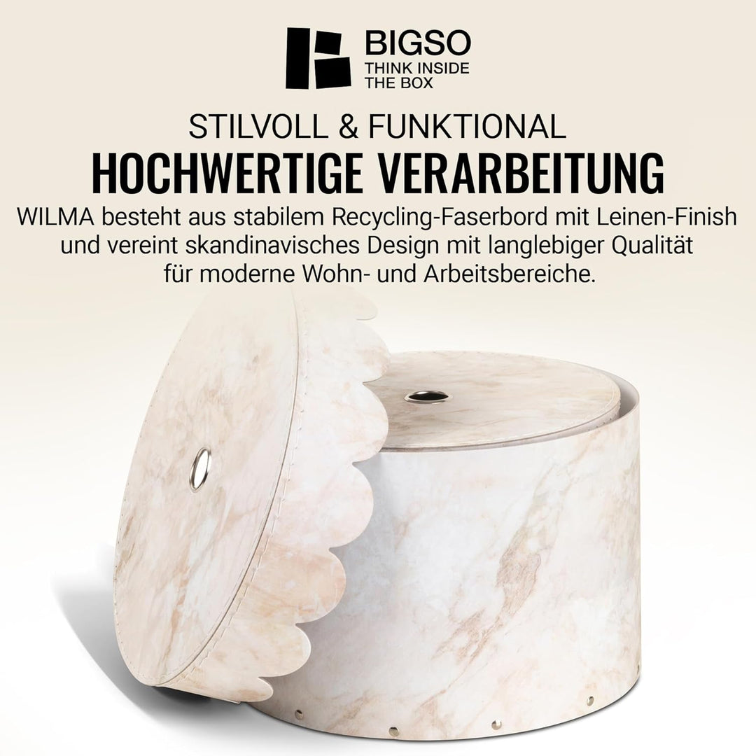 BIGSO WILMA 2er-Set runde Aufbewahrungsbox mit Deckel – Ordnungsbox mit Deckel für Kleidung, Spielze
