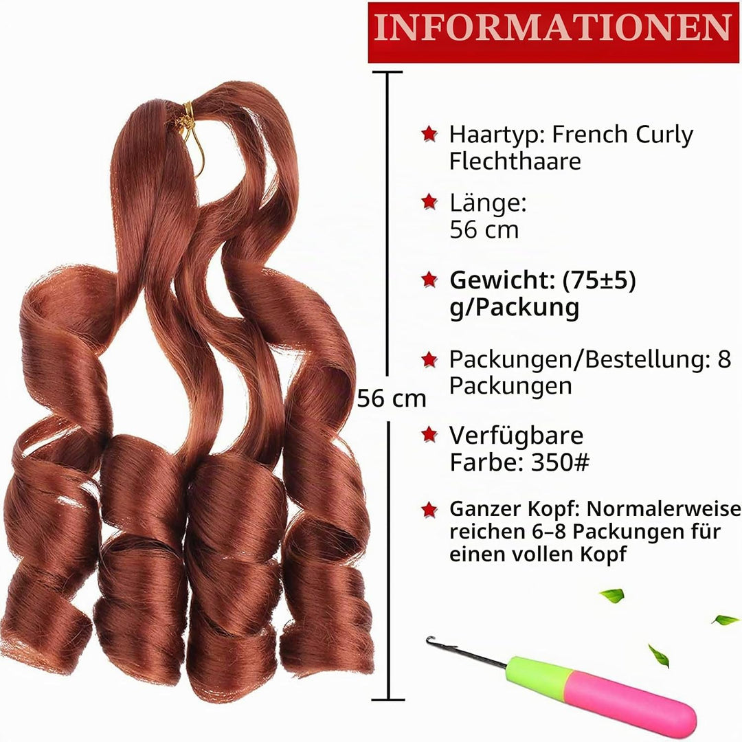 Xtrend 22 Inch Pre Stretched Bouncy Loose Wavy Braiding Hair 8 Packs Copper Red French Curly Braidin