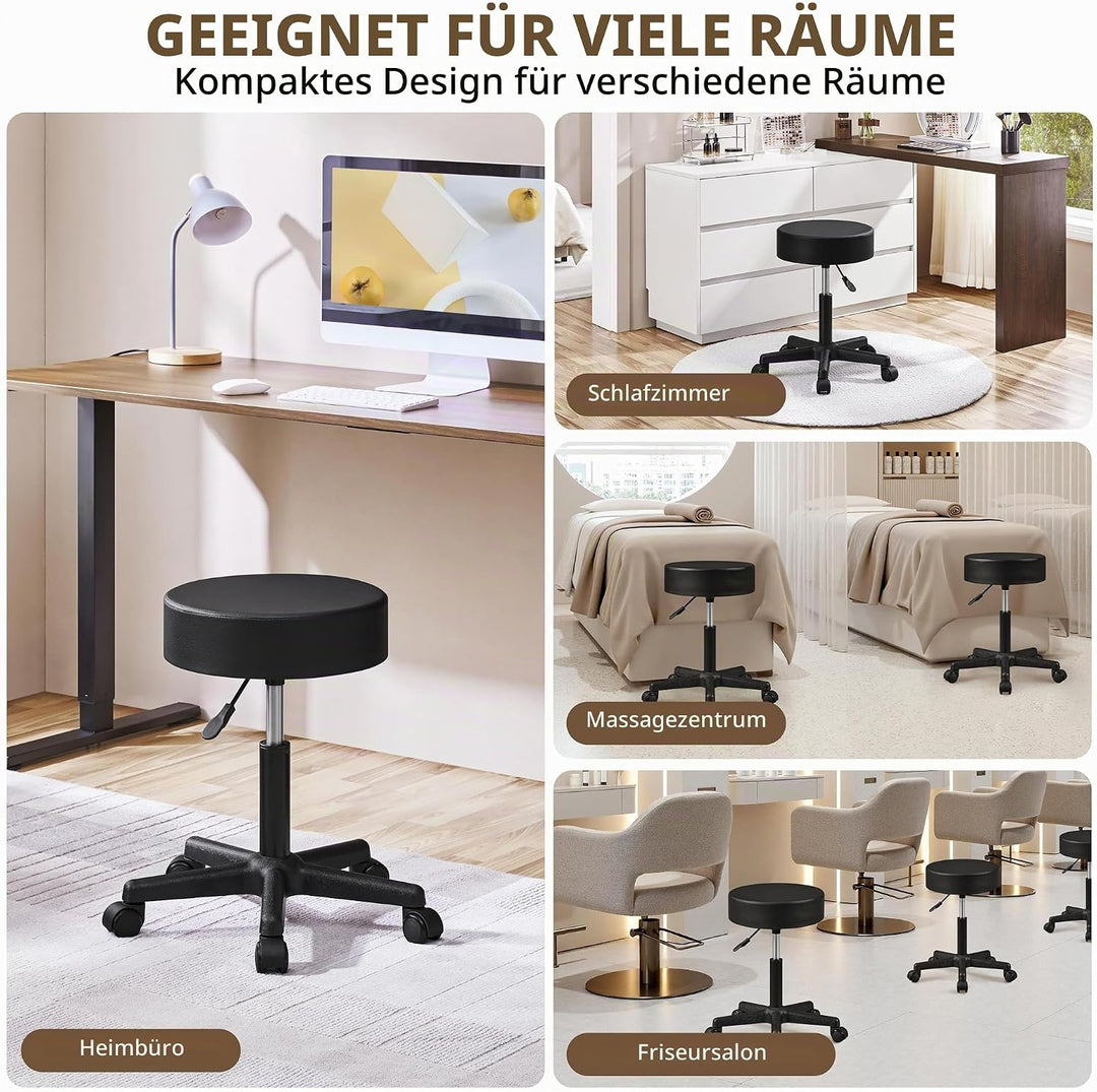 Yaheetech Rollhocker höhenverstellbar,Arbeitshocker Bürohocker 360° drehbar mit Rollen,Hocker Drehho