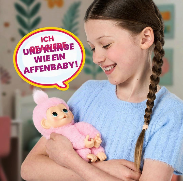 Little Live Pets Baby Monkey Minis – interaktiver Plüschaffe Luna Lemon mit über 20 realistischen Ge