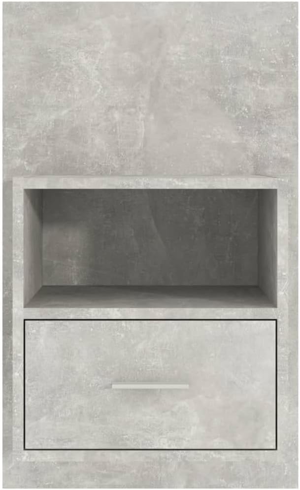 WIFESE Wand-Nachttisch Betongrau Holzwerkstoff 48,5x32,5x80 cm Nachtschrank Nachtkästchen Nightstand