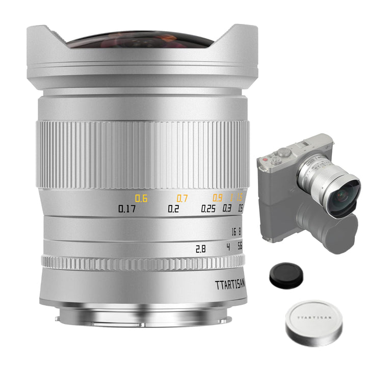 TTArtisan 11mm F2.8 Kameralinse Fisheye kompatibel mit L Mount Kameras wie T TL TL2 CL（APS-C-Modus）