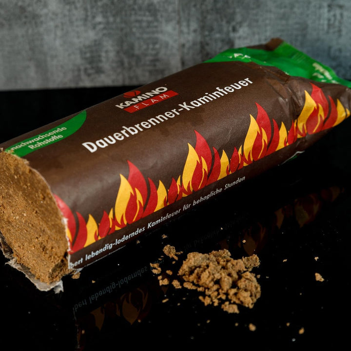 10 Stück KaminoFlam® Dauerbrenner-Kaminfeuer, 100 % nachwachsende Rohstoffe, für Kaminofen, Kachelof