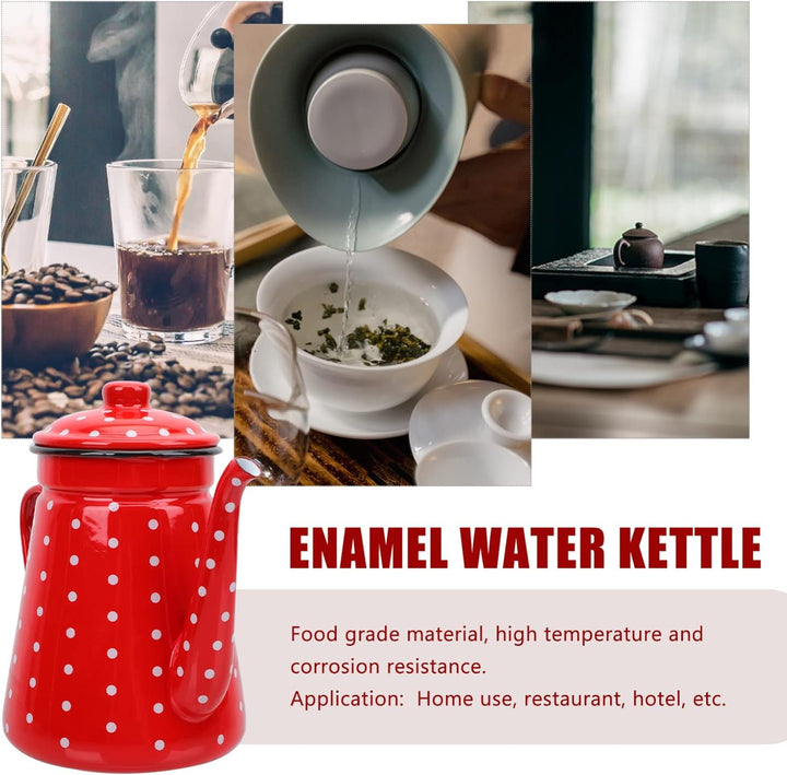 TOPBATHY Emaille-Kaffeekanne, Teekanne: Übergiessen von Milch, Wasserkrug, 1,5 l, Barista-Teekanne,