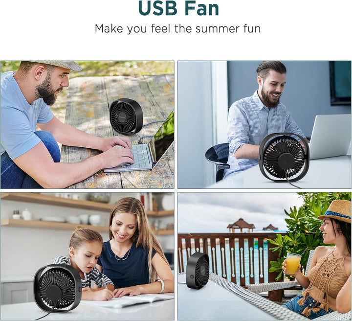 EasyAcc USB Ventilator, Mini Ventilator USB Tischventilator leise Klein 2 Jahre Garantie Starker Exq