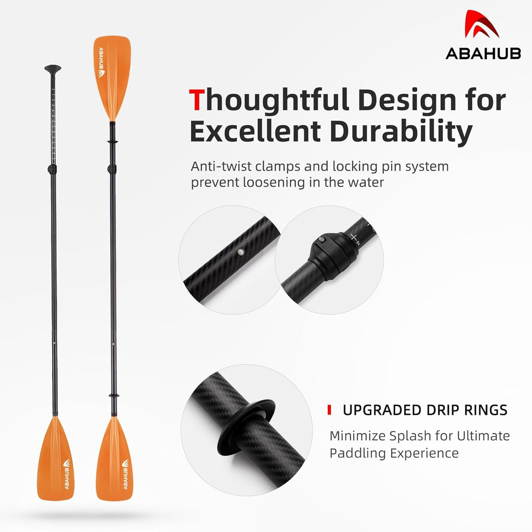Abahub 4 teilig Carbon SUP Kajak Paddel, 2 in 1 verstellbare Stand up Paddleboard Paddel, leichte Ca