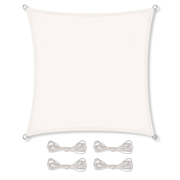 CelinaSun Sonnensegel PES Quadrat 3,6x3,6m weiss UPF 50+ Premium Sonnenschutz inkl Befestigungsseile