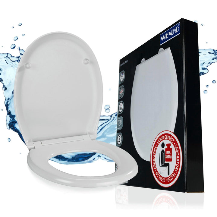 WENKO WC-Sitz Rieti, hygienischer Toilettensitz mit Absenkautomatik, stabiler WC-Deckel bis 350 kg b
