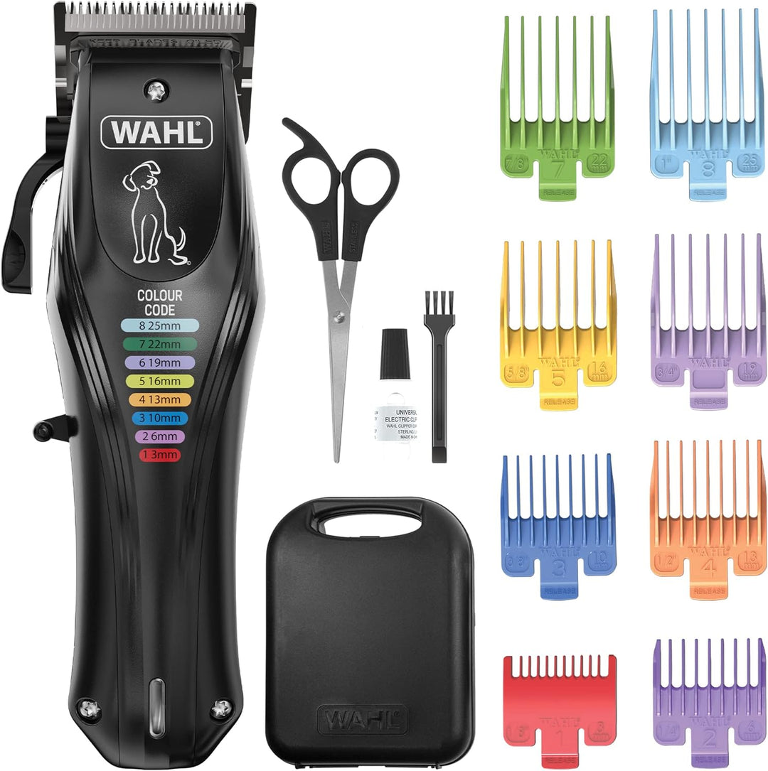 WAHL Color Pro Wiederaufladbare Haustierschneidemaschine, Haarschneidemaschine mit kodierten Kämmen,