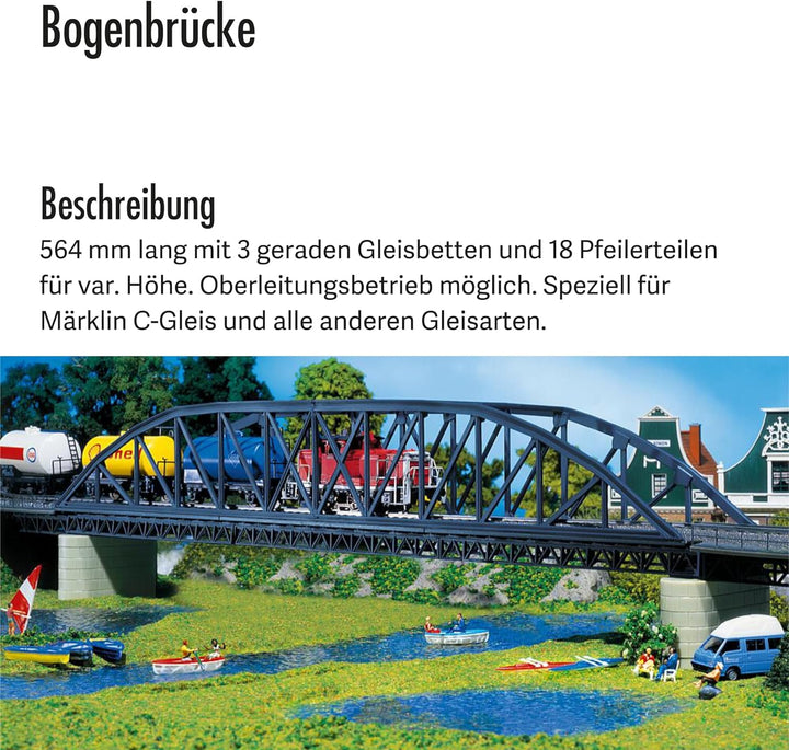 FALLER Bogenbrücke Modellbausatz mit 51 Einzelteilen 564 x 76 x 109 mm I Modelleisenbahn Zubehör H0