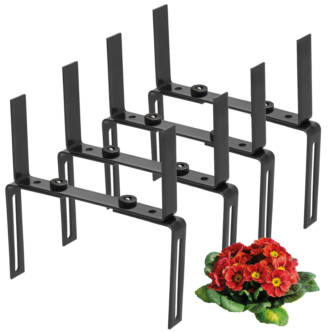 com-four® 4X Blumenkastenhalter für Balkon-Brüstungen und Geländer - Flexible Befestigung aus Metall