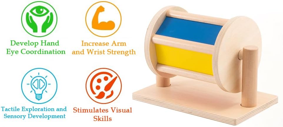 YAANI Montessori Spinning Drum Montessori Spielzeug für Säugling 6-12 Monate 1 Jahr alte Babys Klein