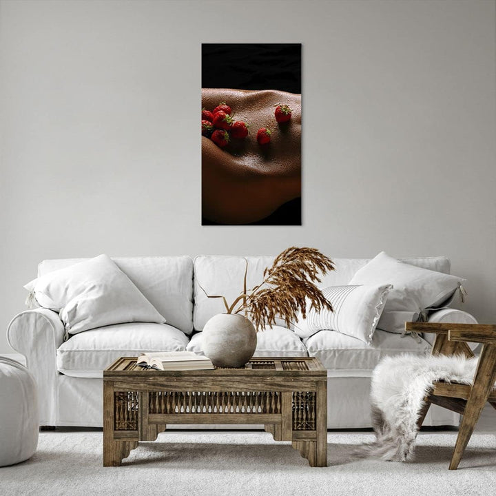 Bilder auf Leinwand 55x100cm Leinwandbild mit Rahmen Frau Wasser Tröpfchen Tau Gross Wanddeko Bild S