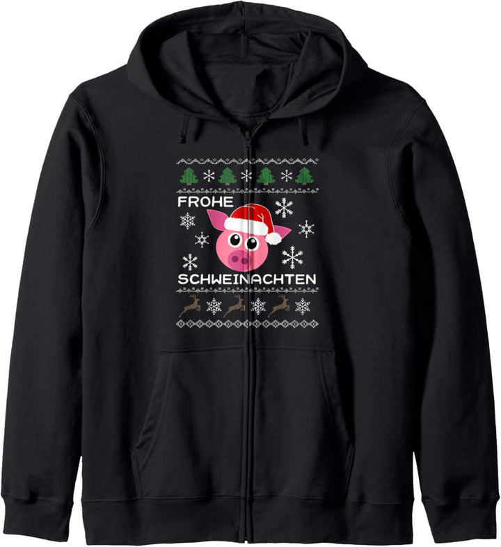 Frohe Schweinachten Weihnachten Schwein Ugly Christmas Kapuzenjacke