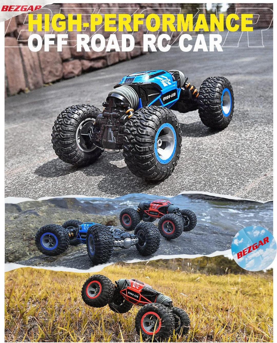 BEZGAR TD141 Ferngesteuertes Auto - 4WD 2.4GHz RC Autos für Kinder, Verwandeln Auto Spielzeug Stunt