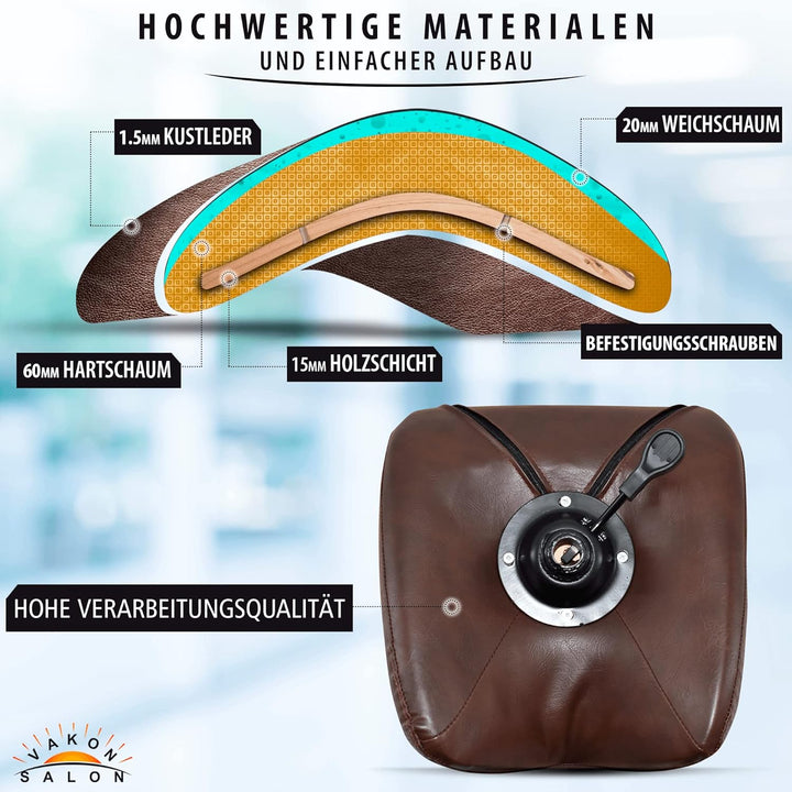 Premium Sattelhocker Braun, Sattelstuhl für Rückenentlastung, Rollhocker höhenverstellbar von 55-75