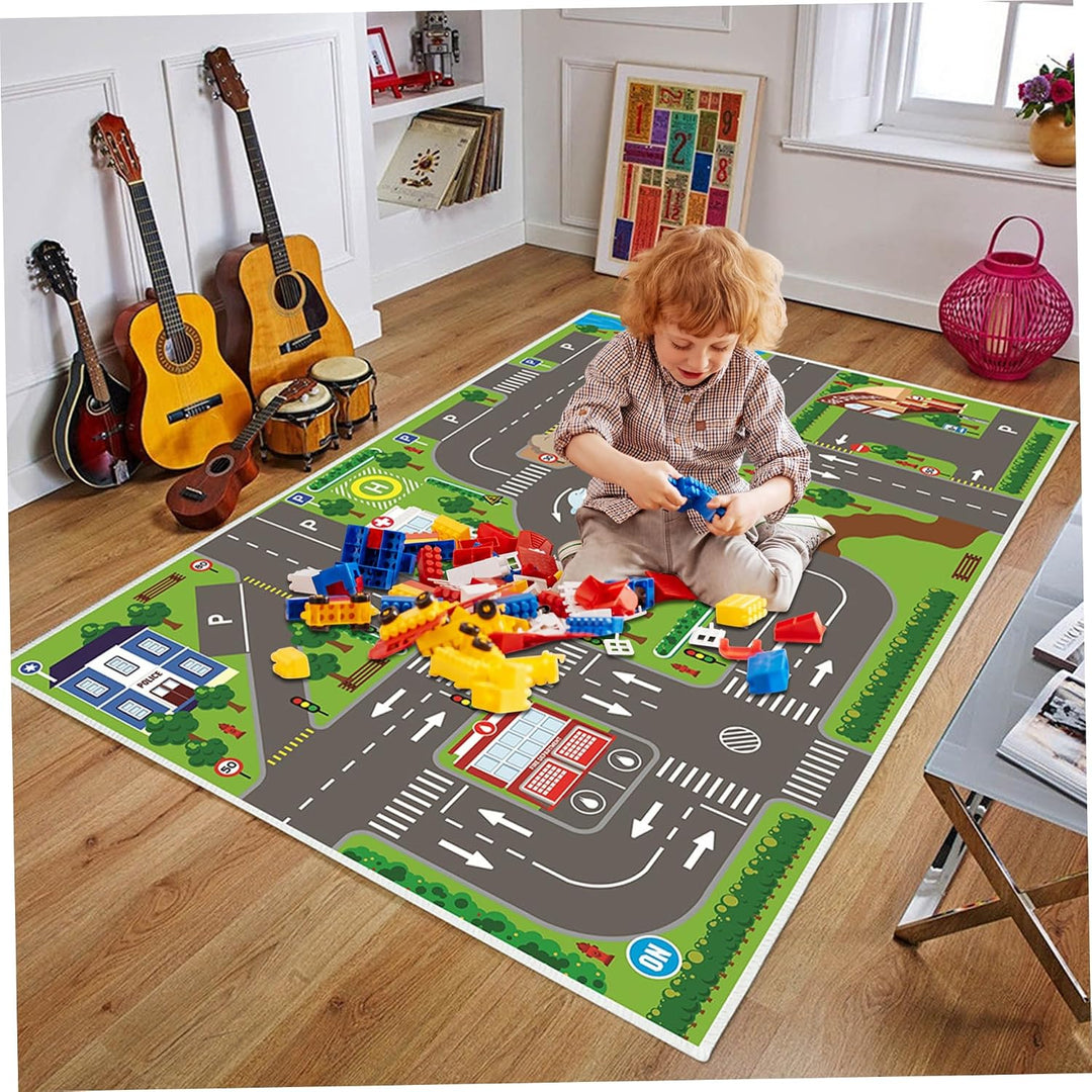 Strassenteppich für Kinder, 50, 8 x 81, 3 cm, Auto-Schienenteppich, rutschfeste Baby-Spielmatte, Sta
