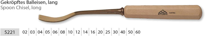 STUBAI Stemmeisen Stechbeitel Serie 52 - Form 21 | Gekröpftes Balleisen, Breite 20 mm, mit Holzgriff