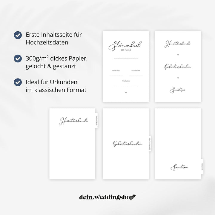 Stammbuch zur Hochzeit Standesamt - Stammbuch der Familie - Familienstammbuch inkl. Einleger - Water