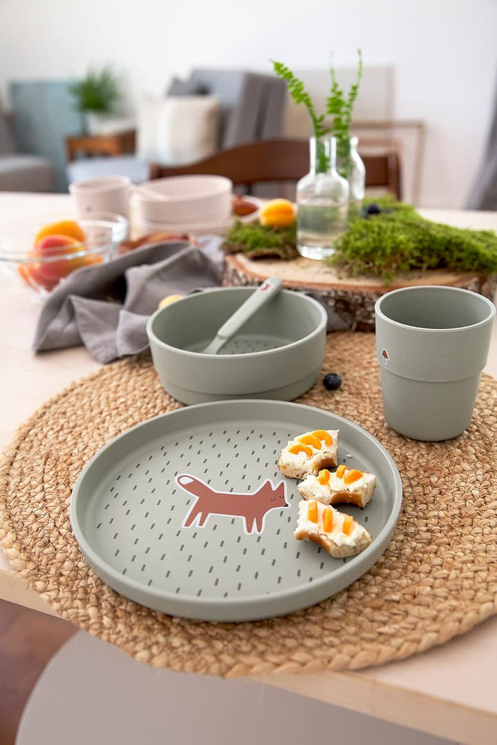 LÄSSIG Kindergeschirr Set (Teller, Becher, Schälchen, Löffel) ohne , BPA-frei, für Spülmaschine und