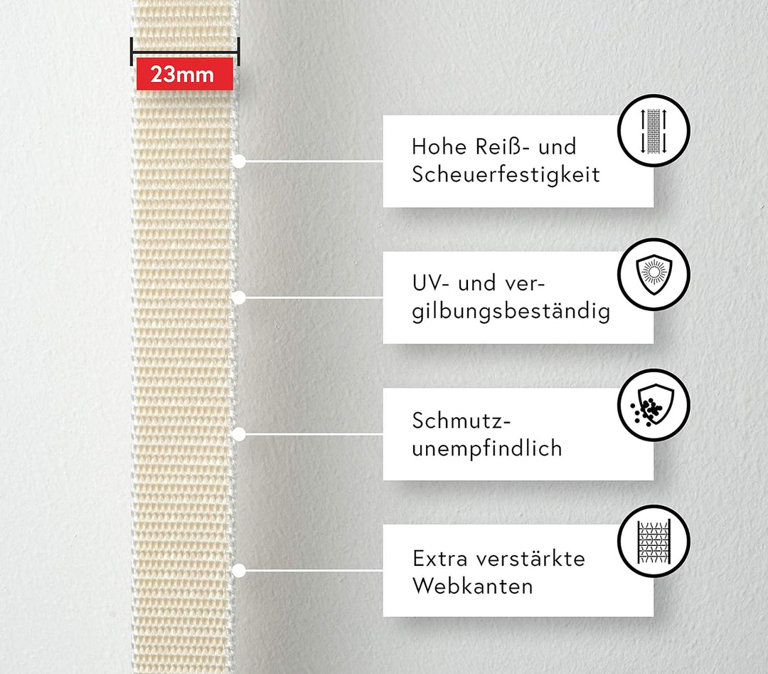 BAUHELD® 50m Rolladengurt 14mm 18mm 20mm 23mm [Made in Germany] Für Rolläden an Türen & Fenster geei