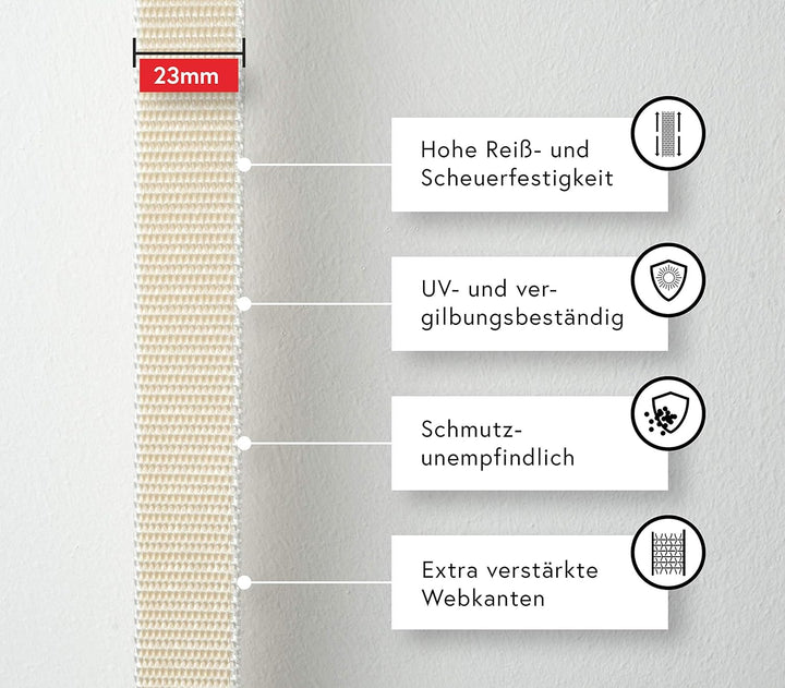 BAUHELD® 50m Rolladengurt 14mm 18mm 20mm 23mm [Made in Germany] Für Rolläden an Türen & Fenster geei