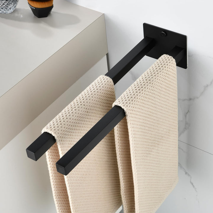 JS Handtuchhalter ohne Bohren Schwarz/mit Bohren Handtuchstange SUS304 Edelstahl Wand für Bad & Küch