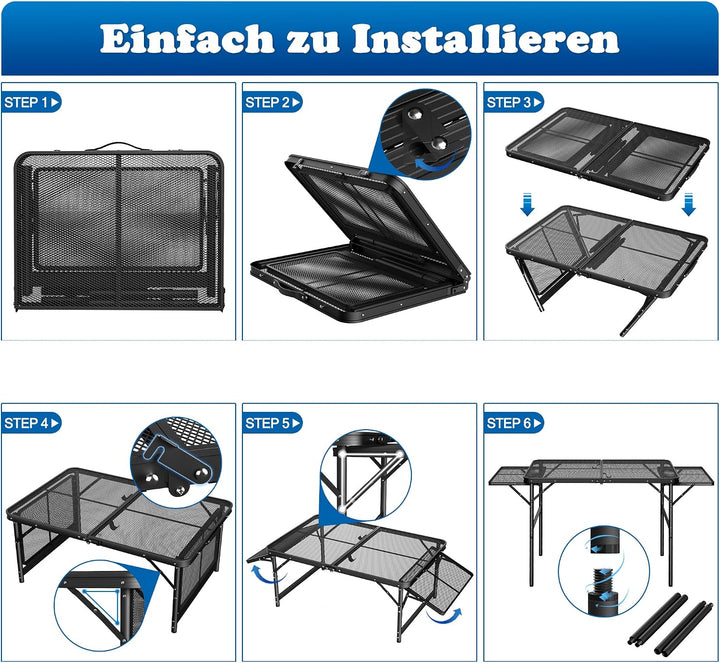 FIVMEN Campingtisch Klappbar Klapptisch Höhenverstellbar Gartentisch Balkontisch Camping Tisch mit V