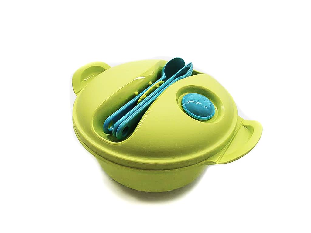Tupperware, Lunchbox 9906 1,5 L Limette mit Besteck Mikrowellengeeignet