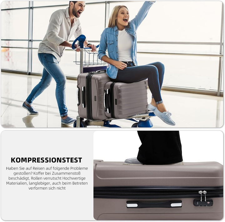 BEIBYE TSA-Schloss 2080 Zwillingsrollen neu Reisekoffer Koffer Trolley Hartschale Set (Coffee, Set)