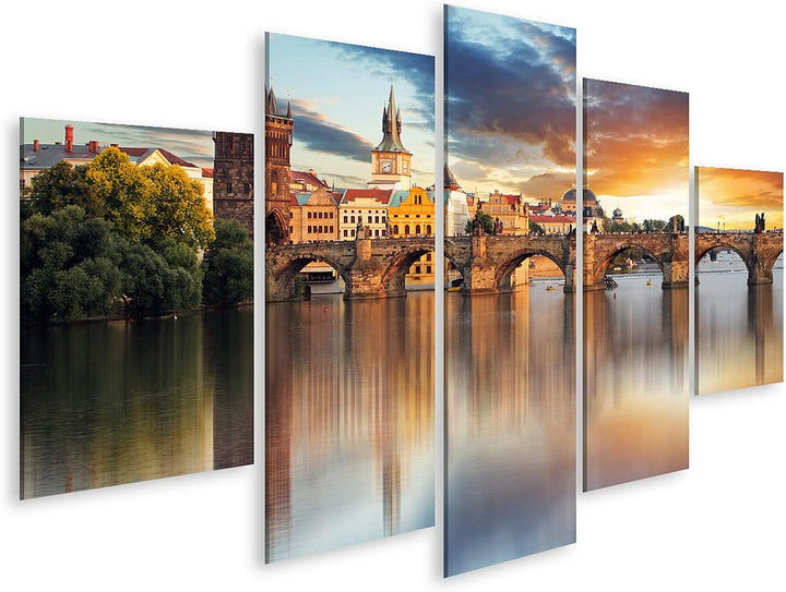islandburner Bild auf Leinwand Prag Karlsbrücke Tschechische Republik Bilder Wandbilder Poster Leinw