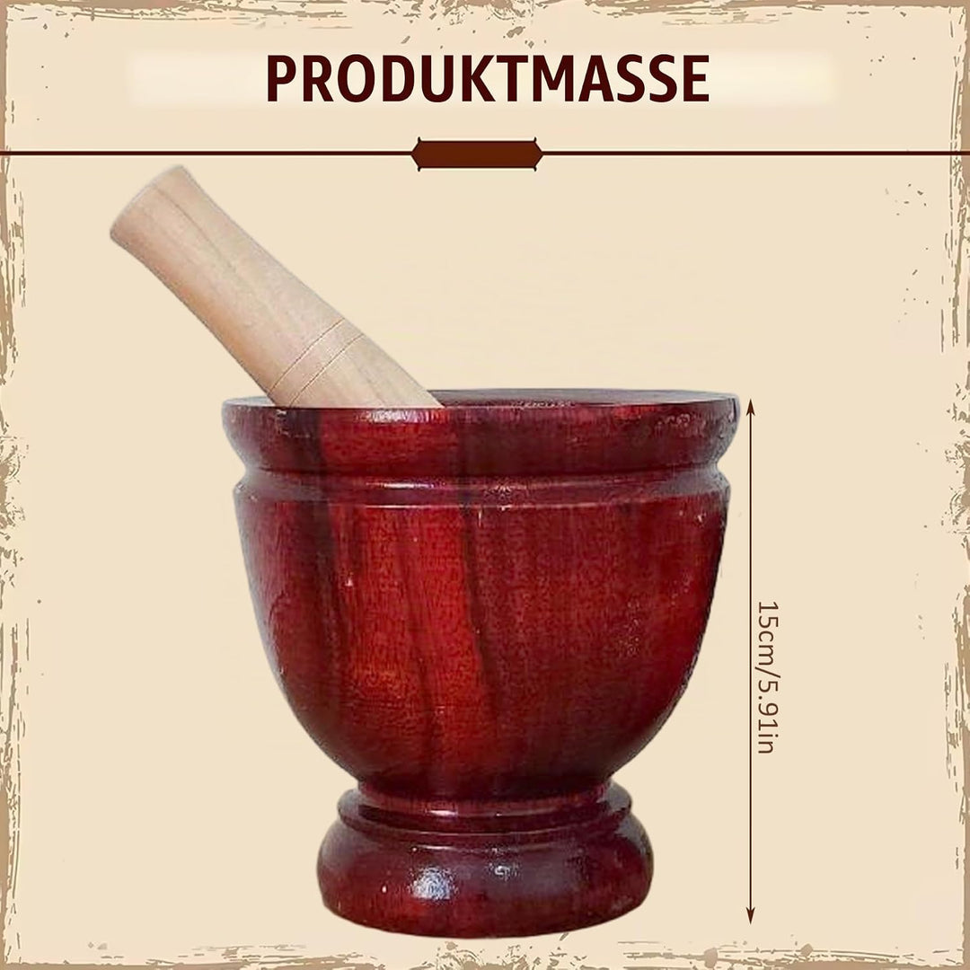 Mörser und Stössel aus Holz, sicheres manuelles Natrua-Set aus Holz mit Mörser und Stössel, 15, 2 cm