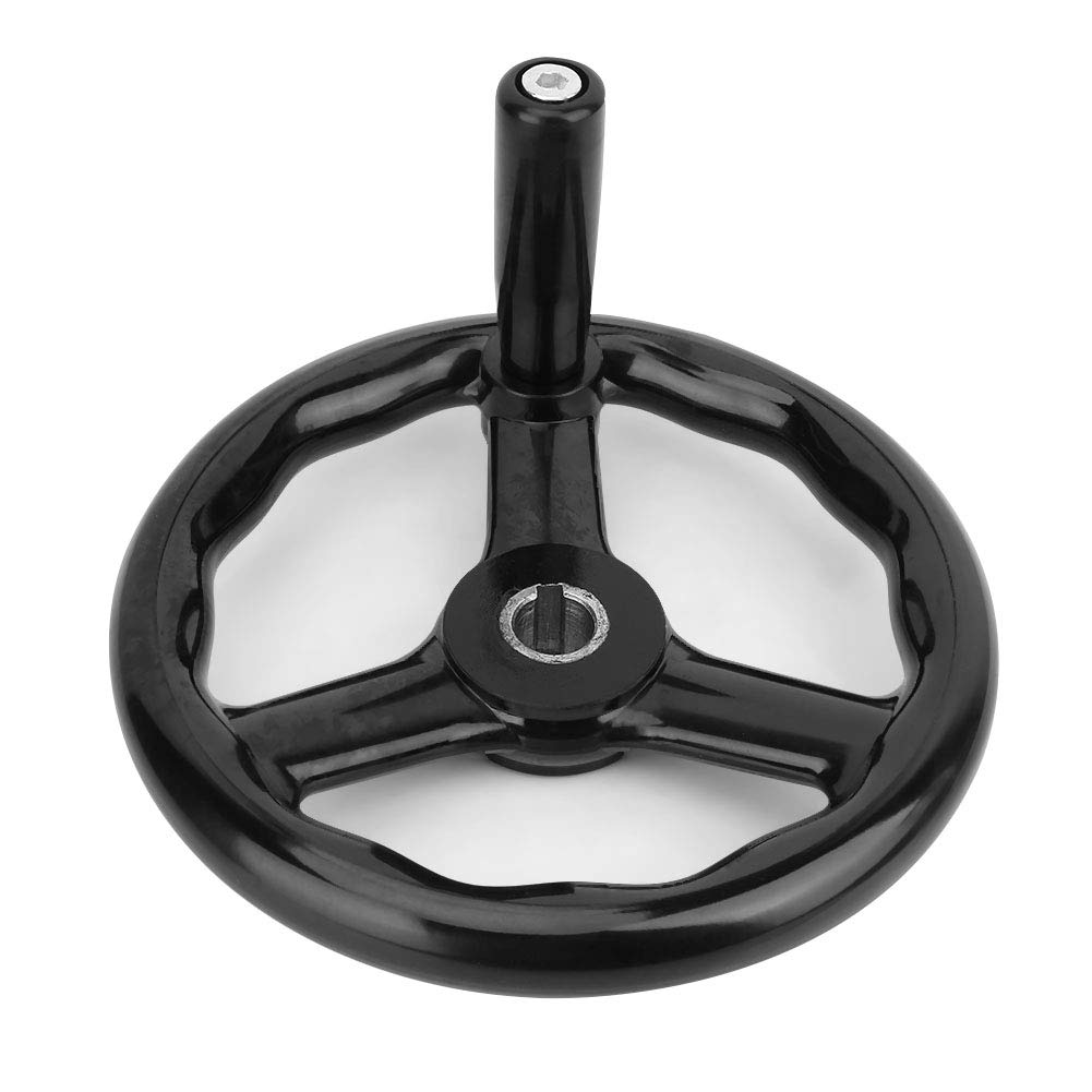 200 * 18mm Handrad Schwarz Pulverbeschichtet 3 Speichen Bakelit Handrad mit Handkurbel für Fräsmasch