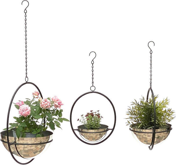 DanDiBo Blumenampel Innen Metall Wand Hängepflanzen 96087 3er Set mit Topf Silber Pflanzenhänger Blu