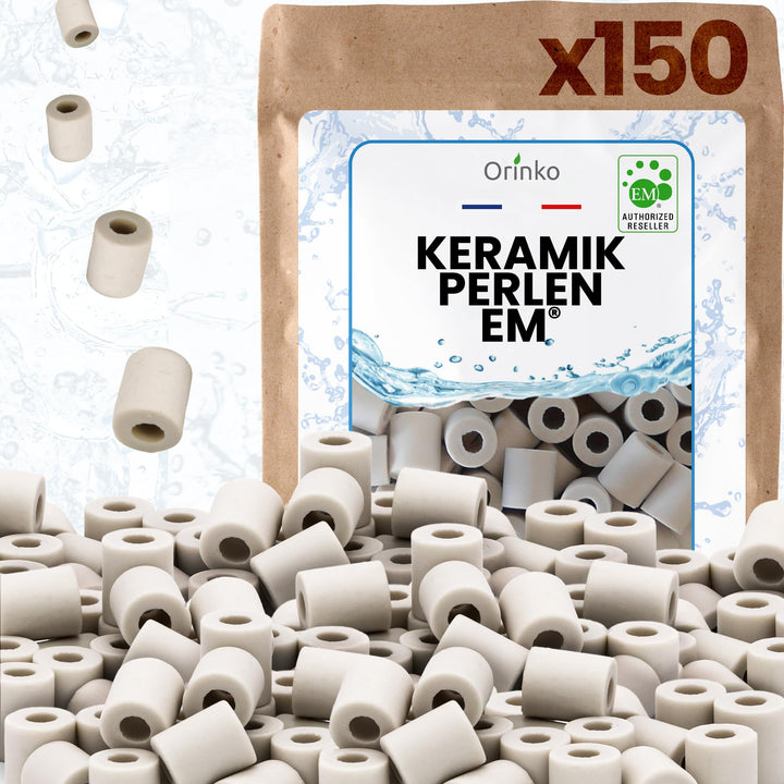 ORINKO® EM Keramikperlen Grau x150 - Wasserfilter zur Reduzierung von Kalk & Mikroorganismen - EM Ke