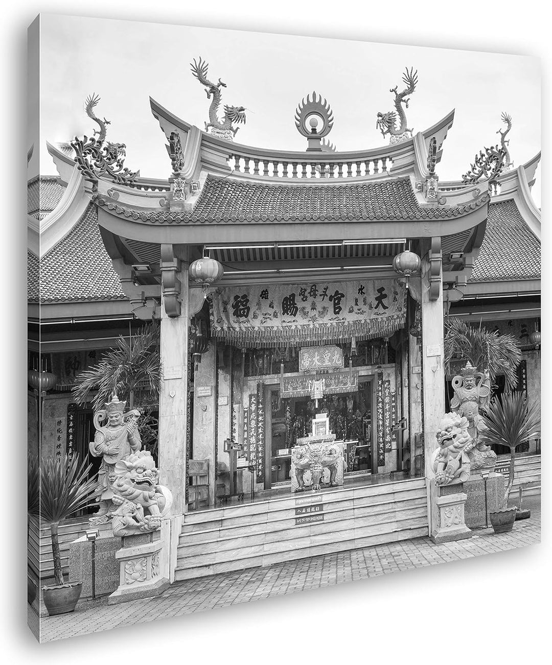 deyoli beeindruckender Tempel in Thailand Format: 70x70 Effekt: Schwarz&Weiss als Leinwandbild, Moti