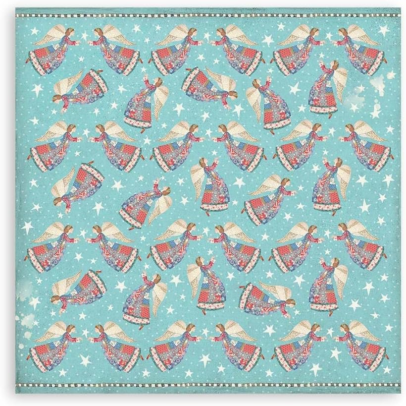 Stamperia SBBXS05 Extra Kleiner Block 10 Blätt-15.24x15.24 (6"x6") Double Face Christmas Patchwork,